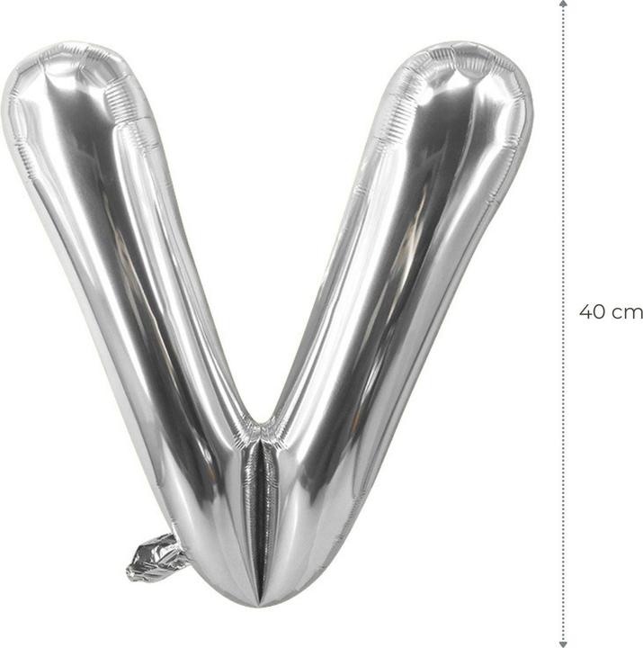 Produktbild Hermex Buchstabenballon V Silbrig Geburtstagsparty Ballon Folienballon 40cm (1 x)