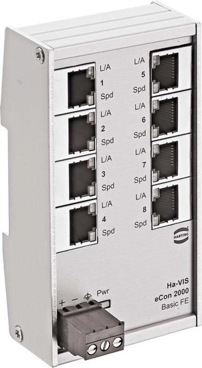 Produktbild Harting 24020080010 Eth. Switch 8x10/100 eCon 2080B-A - Switch - 0,1 Gbps (8 Ports)