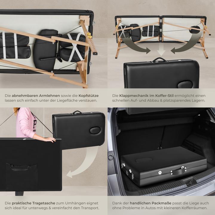 Produktbild tectake 2 Zonen Massageliege-Set Freddi mit 5cm Polsterung, Rollen und Holzgestell