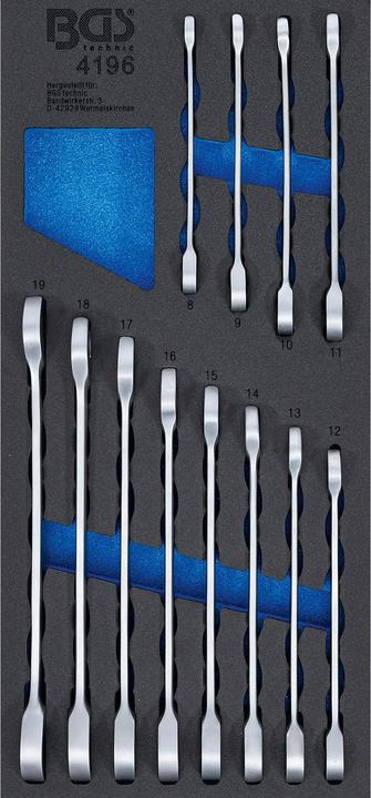 BGS Insert de servante d'atelier 1/3: Jeu de clés mixtes à cliquet 8 - 19 mm 12 pièces (1 x)