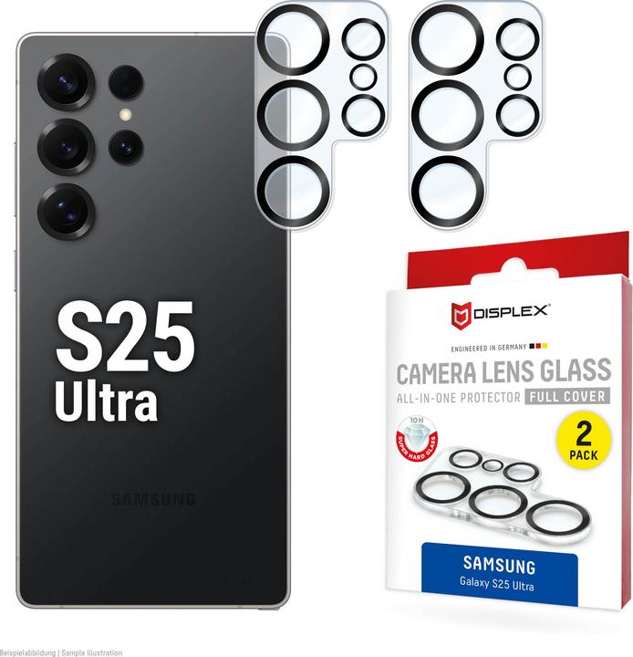 Image du produit Displex Full Cover Camera Lens Glass, Kamera Schutzglas, Platte, Doppelpack (2 pièce(s), Samsung Galaxy S25 Ultra)