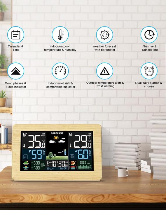 Produktbild Haoyao Funk-Wetterstation mit Aussensensor und Farbdisplay