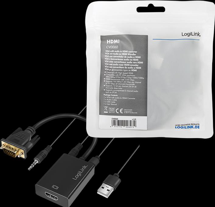 Immagine prodotto LogiLink CV0060 - Convertitore VGA con audio e HDMI (HDMI, 20 cm)
