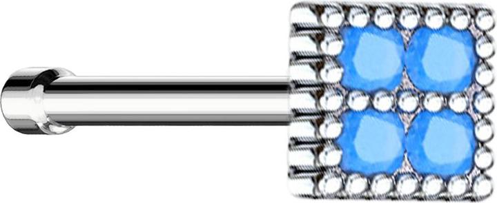 Star Piercing Nasenstecker gerade silber quadratisch mit türkis Stein (Chirurgenstahl 316L, Messing)