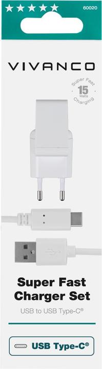 Actual product image Vivanco Charging set 3A incl. separate USB TypeC connection cable 12m