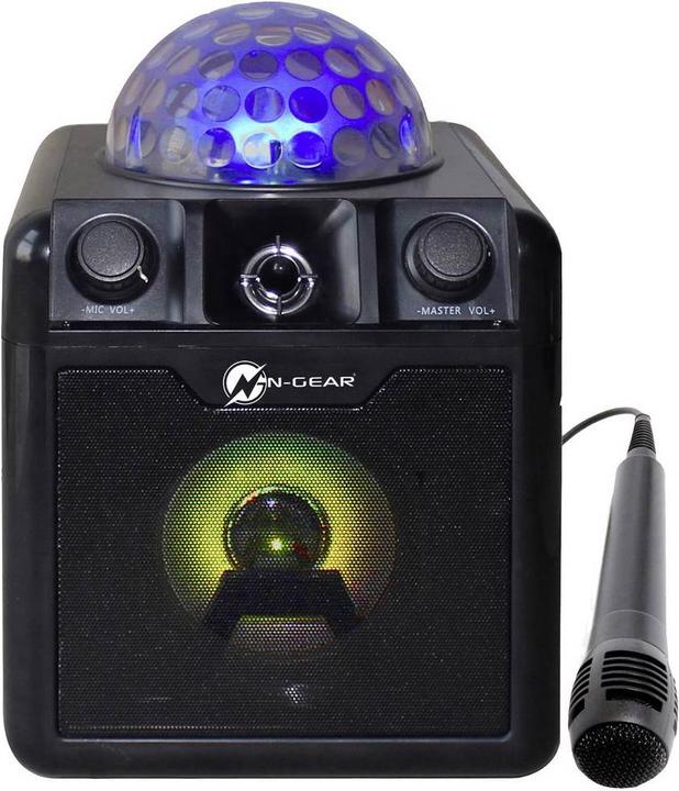 Immagine prodotto N-Gear DISCO410 ( ) Altoparlante Bluetooth per karaoke e feste con palla da discoteca, effetti luce e (6 h, Corrente elettrica)