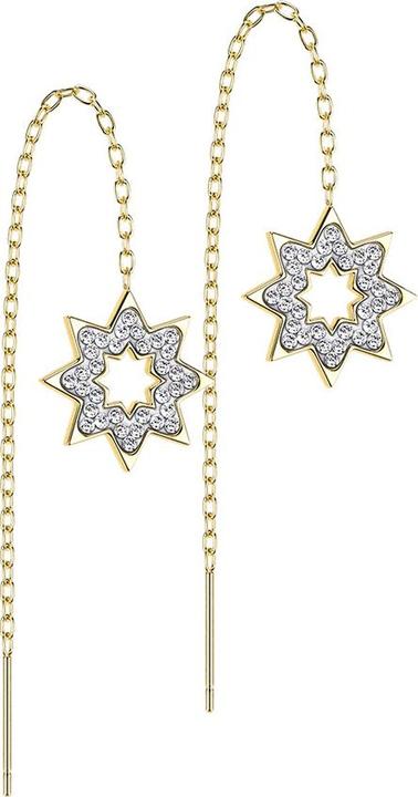 Star Piercing Ohrstecker vergoldet freifallende Kette Schneeflocke mit Kristallen (ohne Messing, Chirurgenstahl 316L)