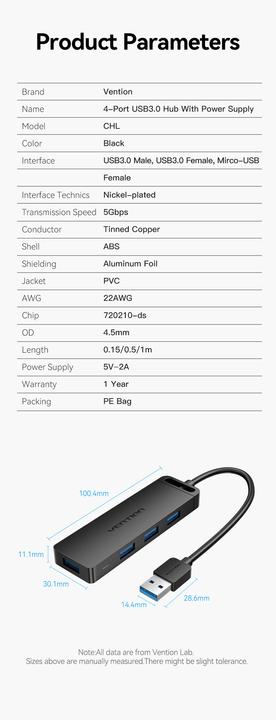 Productafbeelding Vention Chlbd (USB-A, 4 Havens)