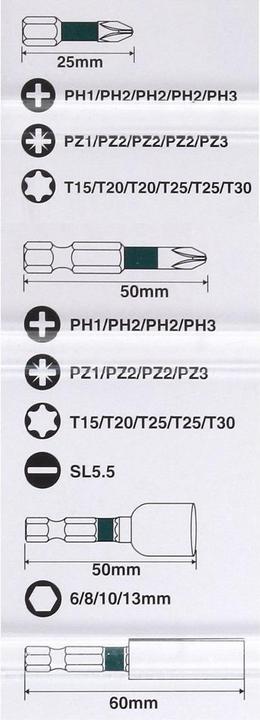 Produktbild Makita Bit-Set (Kreuz Phillips PH M2, Innensechsrund TX M20, Innensechsrund TX M25, Kreuz Phillips PH M1, Innensechsrund TX M15, Kreuz Pozidriv PZ M3, Innensechsrund TX M30, Kreuz Phillips PH M3, Kreuz Pozidriv PZ M2, Kreuz Pozidriv PZ M1)