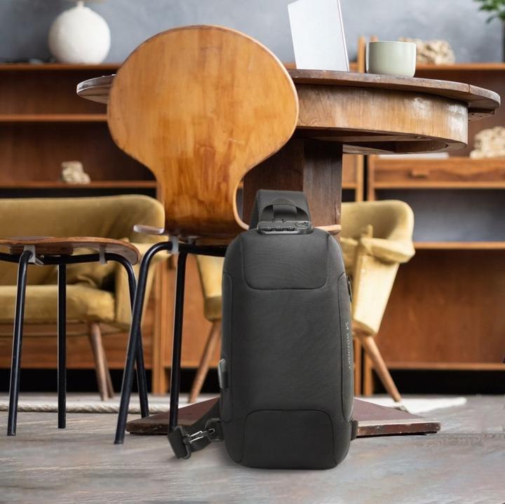 Actual product image Wozinsky Crossbody Backpack with USB Port - Black