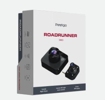Actual product image Prestigio RoadRunner 380, 2.0" (320x240) IPS Ekranas, Dual camera: front - FHD 1920x1080@30fps, HD 1280x720@ (Night vision, Built-in display, Built-in microphone, Full HD)