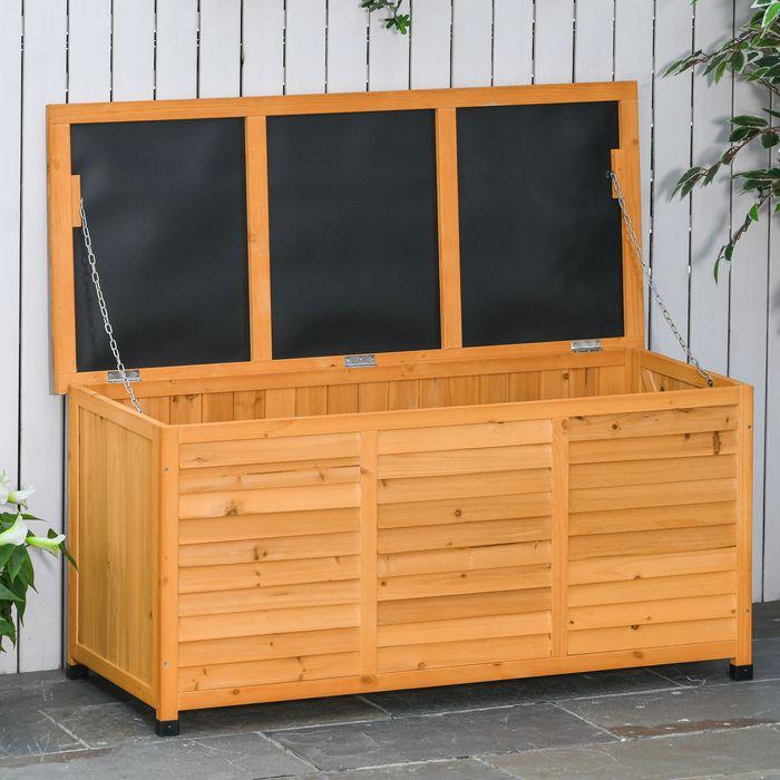 Produktbild Swisshandel24 Gartenbox, Kissenbox, Aufbewahrungsbox, Gartentruhe, wetterbeständig, Massivholz, 127x56x60cm Gelb