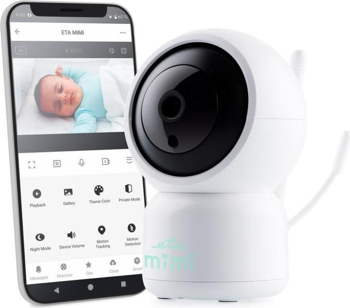 Produktbild ETA | Baby Monitor | 630690000 MIMI | Flexible camera | White (Babyphone mit Kamera, 10 m)