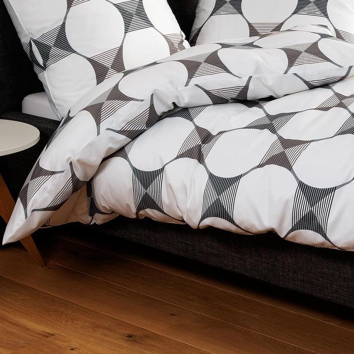 Produktbild Janine Mako-Satin Bettwäsche J.D. 87103 weiss grau schwarz (Bettwäsche Set, 160x210 cm + 65x100 cm)