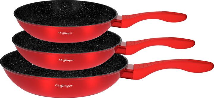 Produktbild Cheffinger 3er-Set Bratpfannen mit Marmor-Effekt-Beschichtung und Antihaftbeschichtung (28 cm, Bratpfanne, Aluminium)