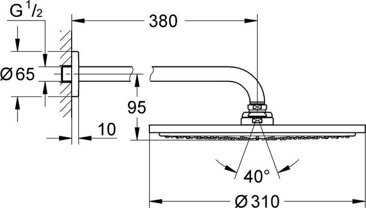 Actual product image Grohe Overhead shower set Rainshower Cosmopolitan 310 26066AL0 31 cm incl. shower arm 38 cm hard (9 l/min)