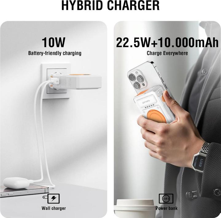 Productafbeelding 4smarts Powerbank 6in1 Hybrid Charger Lucid 10000 mAh (10000 mAh, 22.50 W, 38.50 Wh)
