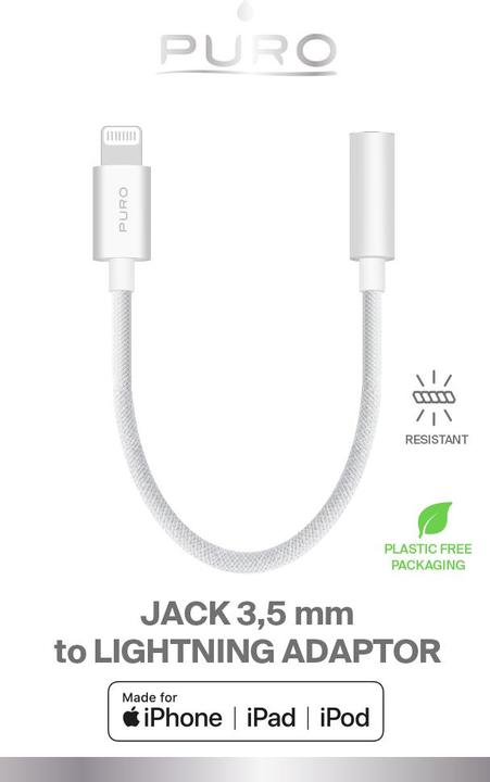 Image du produit Puro Adaptateur Lightning vers prise casque 3,5 mm, 15cm (Lightning, Jack 3.5mm)
