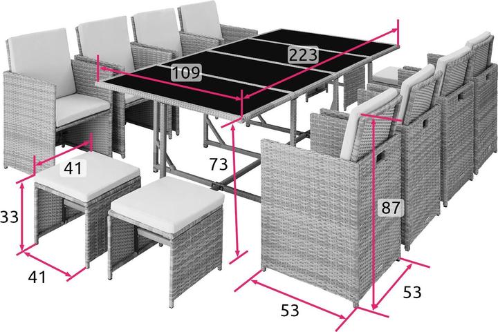 Immagine prodotto tectake Set da giardino in rattan Palma, 8+4+1, variante 2