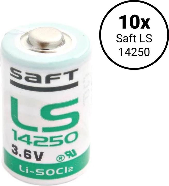 Saft LS 14250 Li-Soci2 (1/2 AA Mignon) - 10 Batterien (10 Stk., 1/2 AA, 1200 mAh)