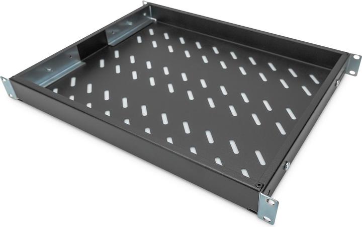 Actual product image Digitus 1U shelf for 48,3cm 19inch network cabinet RAL9005 black for 600mm deep...