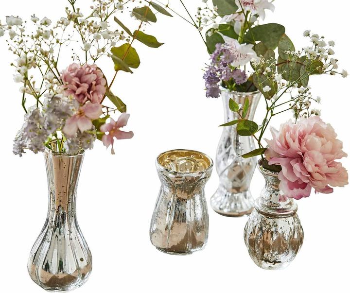 Produktbild Loberon Deko-Vase 4er Set Maelie antiksilber (4 x)