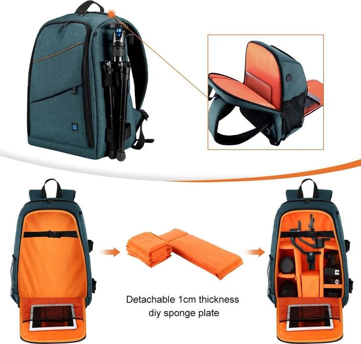 Produktbild König Design Kamera Foto Rucksack Tasche viel Platz für Kamera + Zubehör Drohne Regenschutz (Kamera Schultertasche)