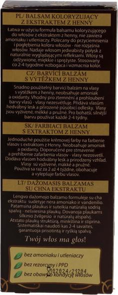 Nutritional values and ingredients Venita - Henna Colour Coloring Lotion From Henna Ecstraktem 15 Bronze 75Ml (15 bronze)