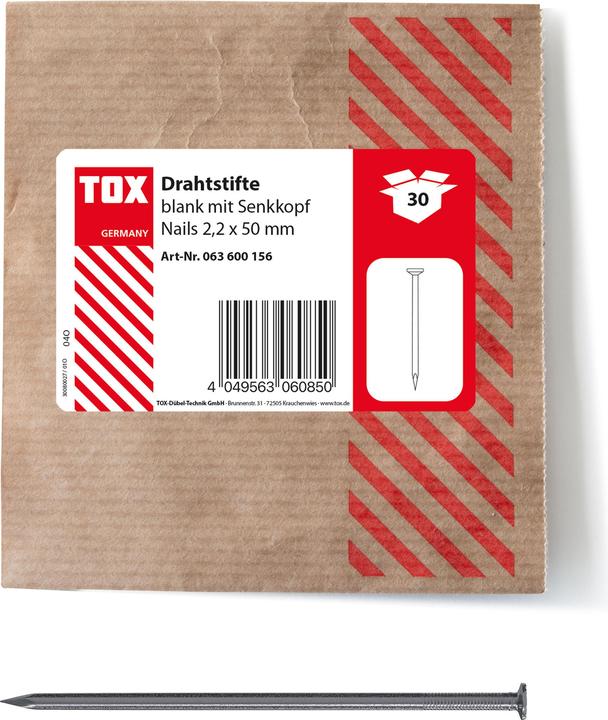 Actual product image Tox Nails 2.2x50 (30 pcs.) Wire nails countersunk head plain (30 Piece, 50 mm)