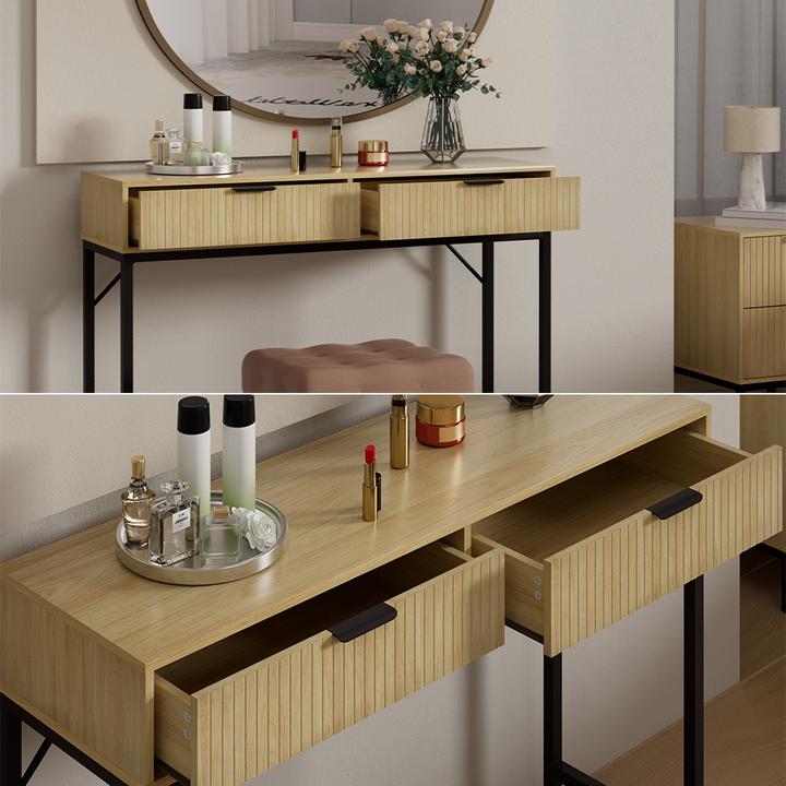 Actual product image Vicco Lennox dressing table, oak/black, 100 x 75 cm with 2 drawers (100 x 75 x 30 cm)