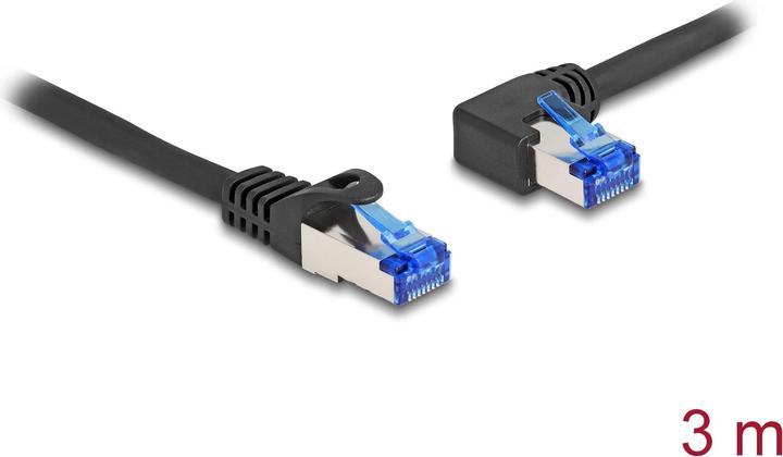 Produktbild Delock RJ45 Netzwerkkabel Cat.6A S/FTP gerade / links gewinkelt 3 m schwarz (S/FTP, CAT6a, 3.30 m)