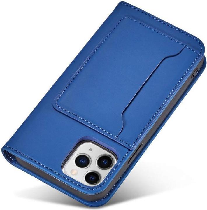 Produktbild Hurtel Magnet Card Case for iPhone 12 Pro Max Pouch Card Wallet Card Holder Blue (Apple iPhone 12 Pro Max)