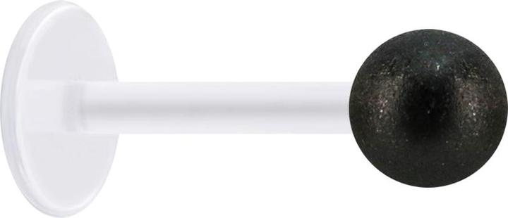 Actual product image Star Piercing Micro Labret transparent with ball black speckled (Bioflex, without brass, Surgical steel 316L)
