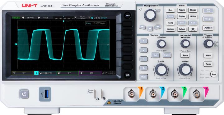 Actual product image Uni-T UPO1204 storage oscilloscope, 4 channel, 200 MHz, 2 GSa/s