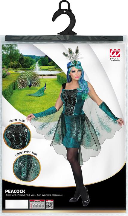 Produktbild Widmann PFAU (Kleid mit Pfauenfeder Schleier, Armstulpen, Kopfschmuck), XS (XS)