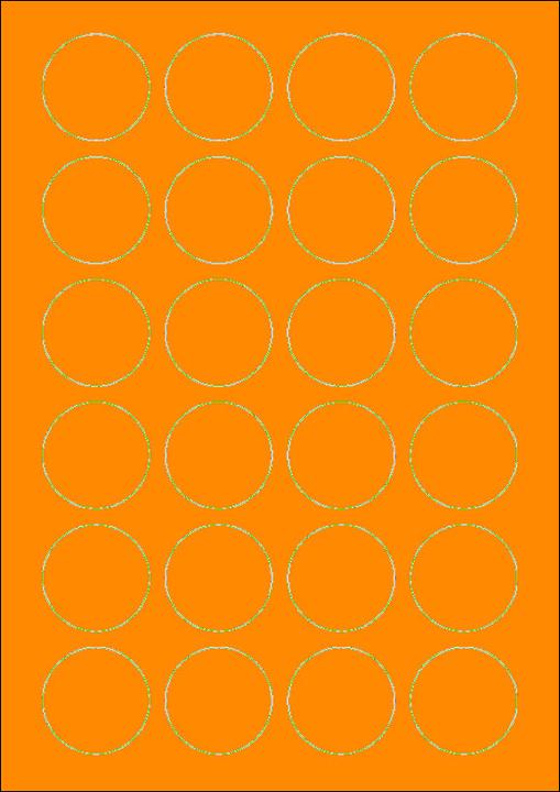 Actual product image Sorex Orange A4 labels 40 mm round (100 sheets)