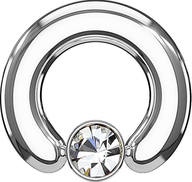 Star Piercing Closure Ring silber Scheibe Kristall silber (Chirurgenstahl 316L, ohne Messing)