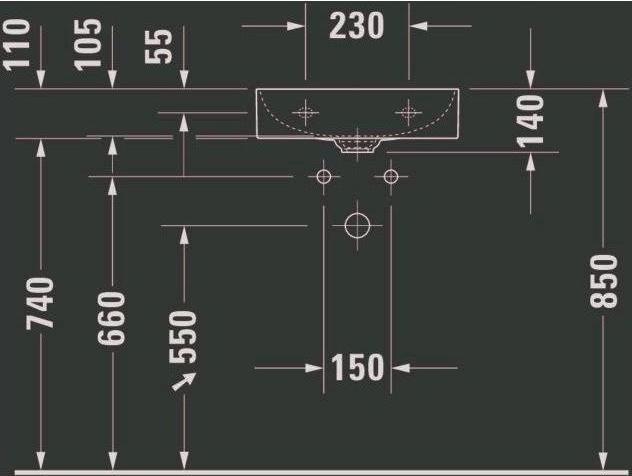 Produktbild Duravit Handwaschbecken DURASQUARE o ÜL m HLB 450x350mm o Hahnloch weiss WG (350 mm, 450 mm)
