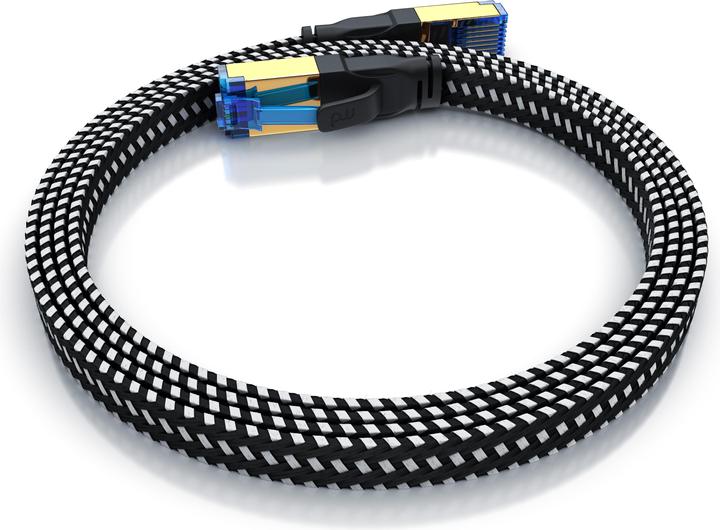Actual product image Primewire CAT 8 network cable flat cotton jacket - LAN patch cable data cable - flat ribbon cable - (U/FTP, CAT8.1, 1 m)