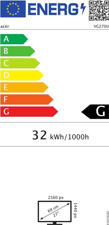 Label énergétique Acer Nitro VG270U (2560 x 1440 pixels, 27")