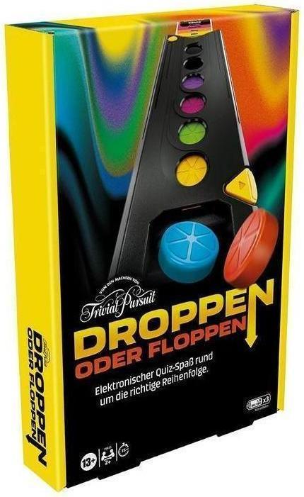 Hasbro Droppen oder Floppen, elektronisches Partyspiel von den Machern von Trivial Pursuit (Deutsch)