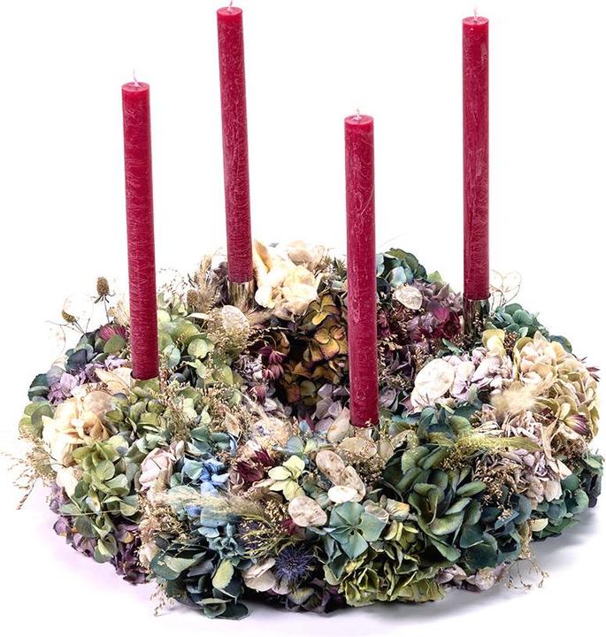 VEG and the City Adventskranz Trockenblumen Wild ca. 45 cm - Kerzen Bordeaux (45 cm)