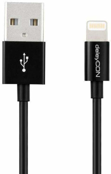 Produktbild deleyCON Lightning-USB Kabel 2m, schwarz (2 m, USB 2.0)