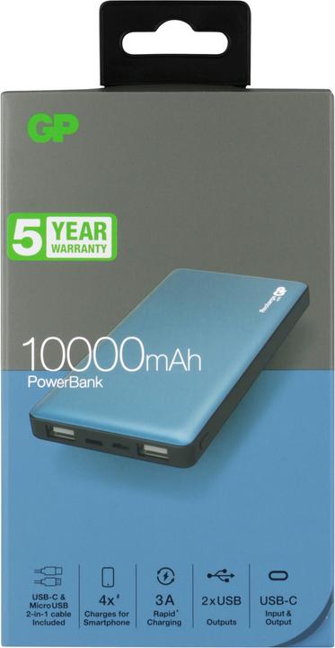 Image du produit GP Batteries Powerbank MP10MA 3A 10000mAh 3xUSB TypeC 130MP10MAMIDTEL (10000 mAh, 37 Wh)