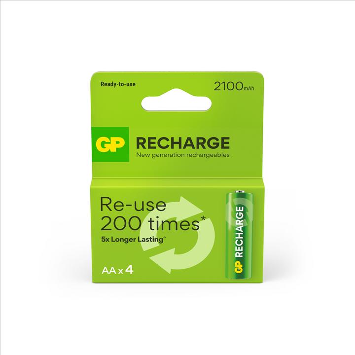 Energy Label GP Batteries GP - Recharge Rechargeable Battery, Size AA, 2100 mAh, 4-pack (4 pcs., AA, 2100 mAh)