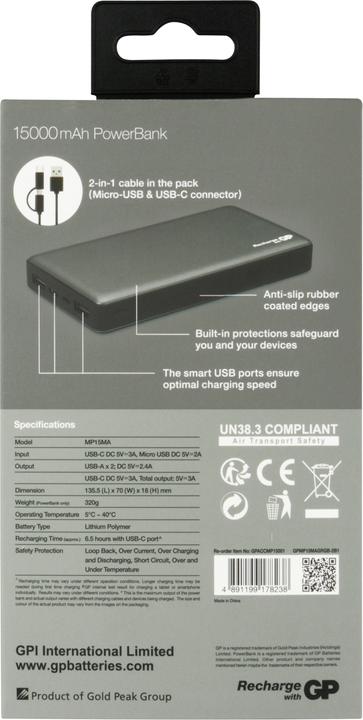 Produktbild GP Batteries MP15MA (15000 mAh, 55.50 Wh)