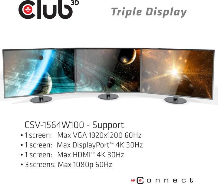 Produktbild Club 3D CSV-1564W100 (USB-C, 1 Ports)