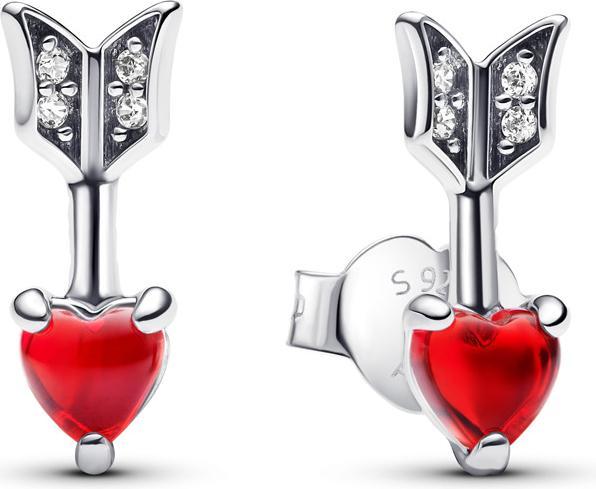 Pandora Stud Earrings Arrow & Murano Glass Heart (Sterlingsilber 925)