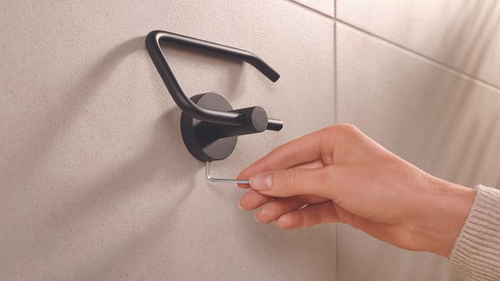 Immagine prodotto tesa Bicchiere per spazzolini da denti MOON GREY con soluzione adesiva senza forare (8,5 x 13,5 x 15,5 cm)