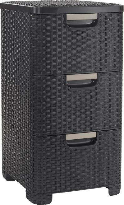 Produktbild Curver STYLE Schubladenturm 3x14L dunkelbraun (33 x 38 x 60 cm, 84.90 l)